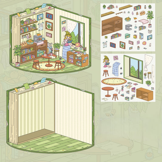 Tiny Shop 3D Sticker | 5 Cute Miniature Scenes