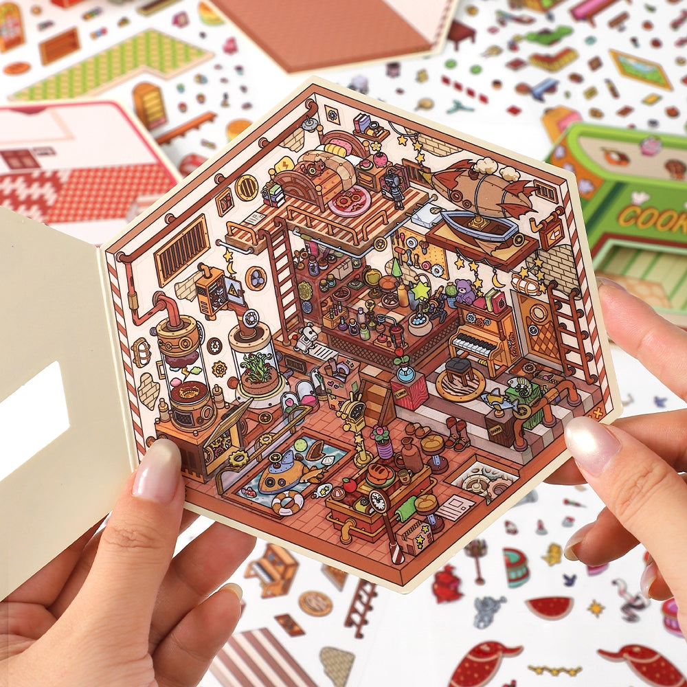 Whimsical Space 3D Sticker | 4 Cute Miniature Scenes