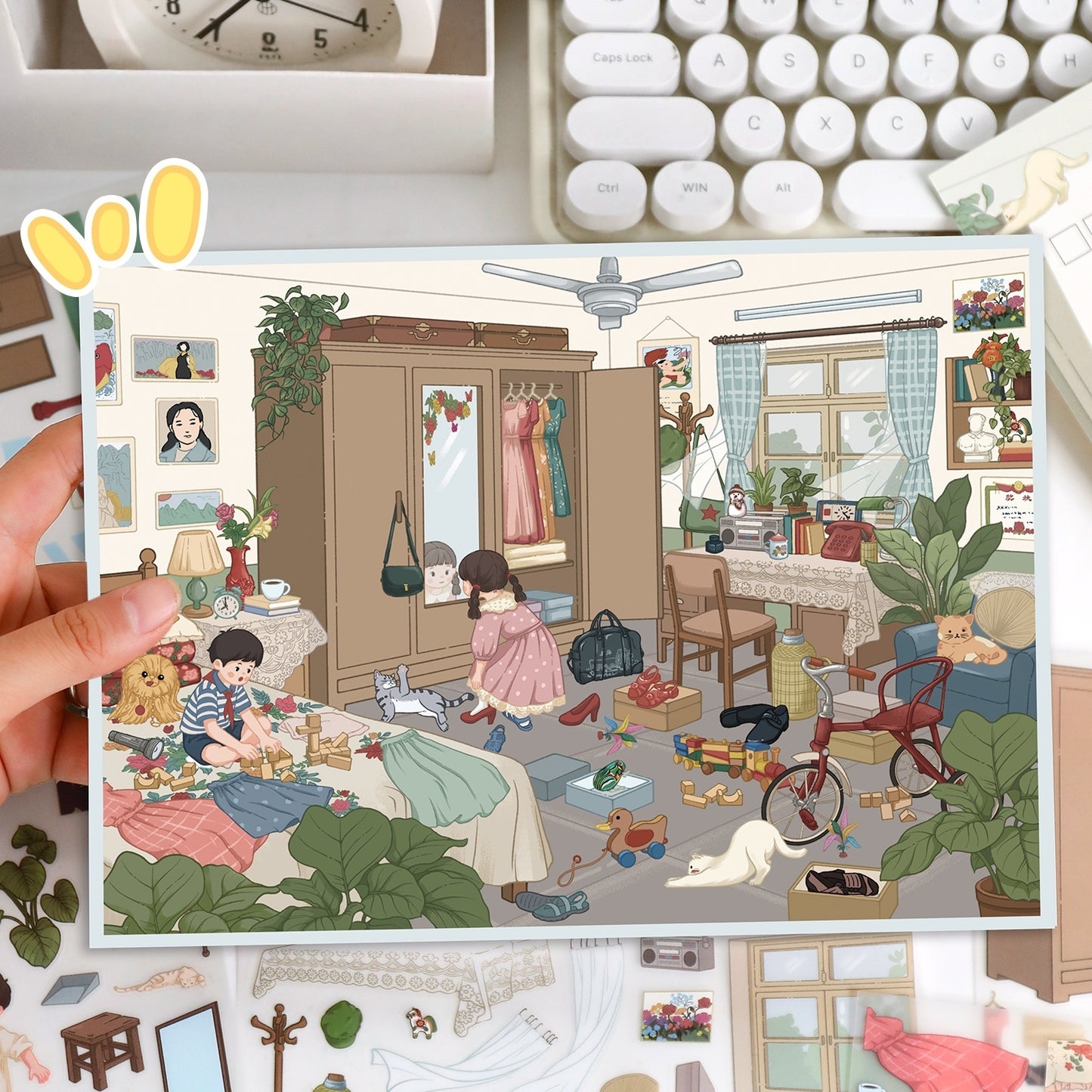 Time Journal 3D Sticker | 2 Cute Miniature Scenes