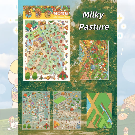 Milky Fragrace Town 3D Sticker | 4 Cute Miniature Scenes