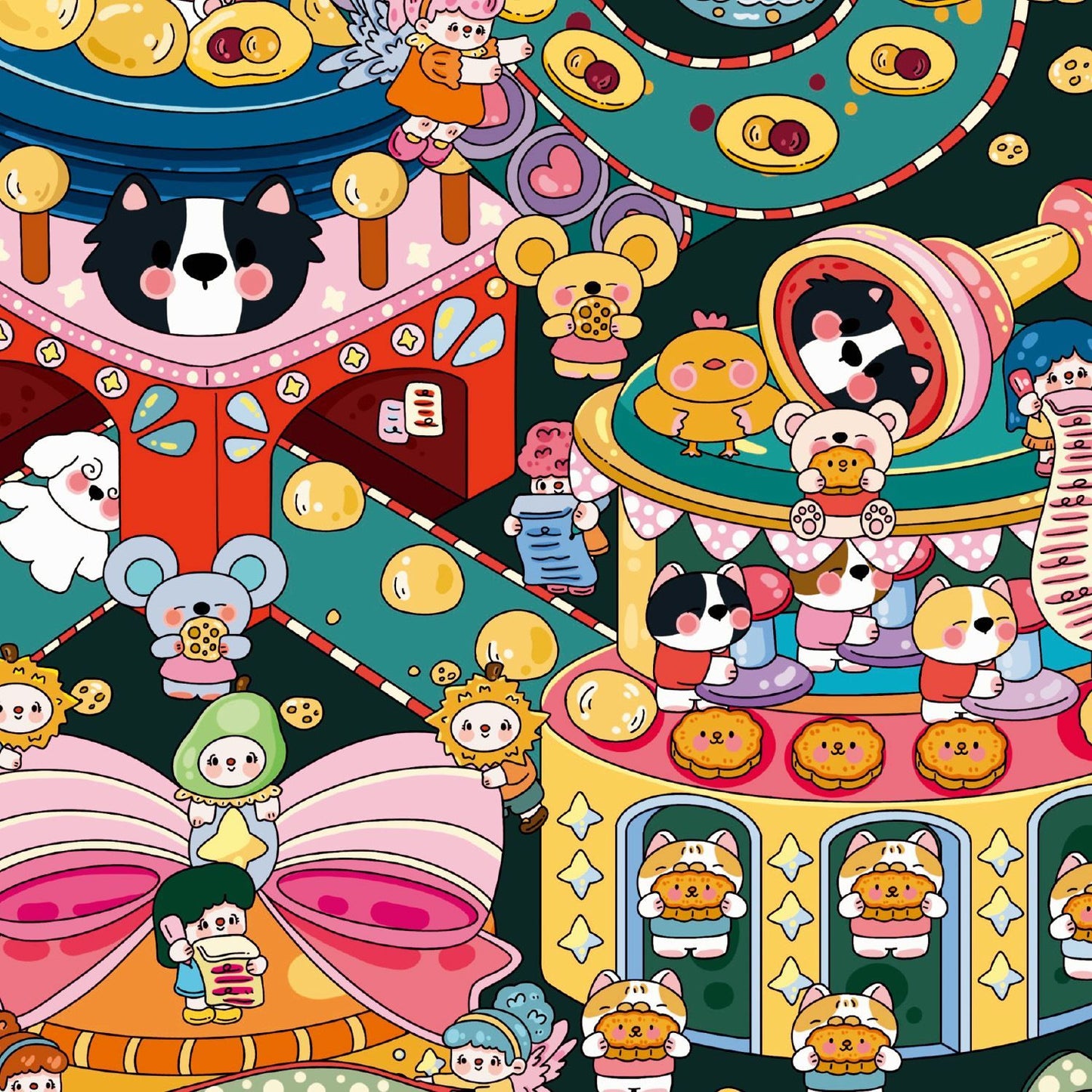 Mooncake Workshop 3D Sticker | 2 Cute Miniature Scenes