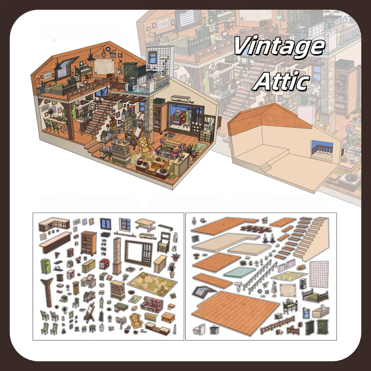 Work Studio 3D Sticker | 4 Cute Miniature Scenes