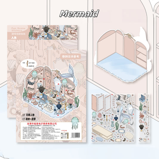 Oriental Vanity 3D Sticker | 4 Cute Miniature Scenes