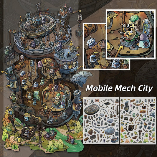 Cyberpunk Horror Adventure 3D Sticker | 4 Cute Miniature Scenes