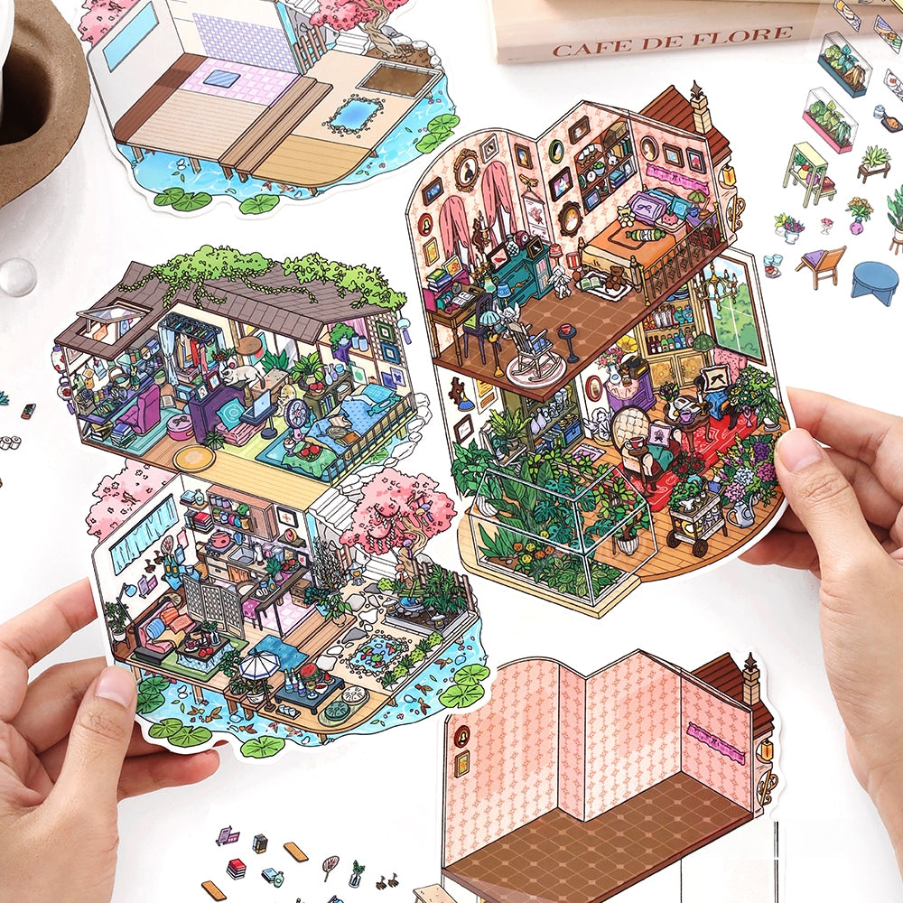 Little Dream House 3D Sticker | 4 Cute Miniature Scenes