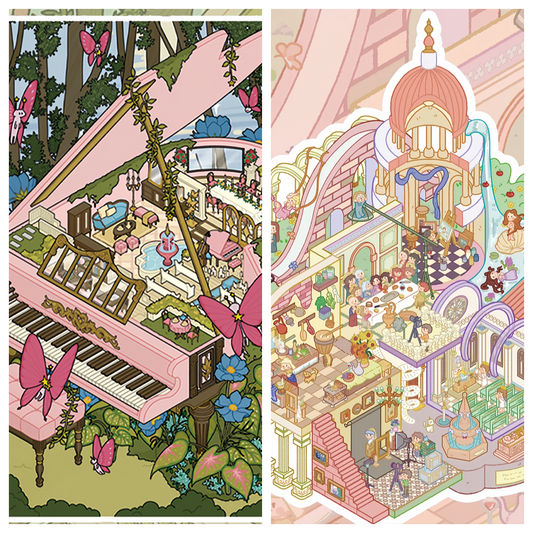 Whimsical Life 3D Sticker | 2 Cute Miniature Scenes