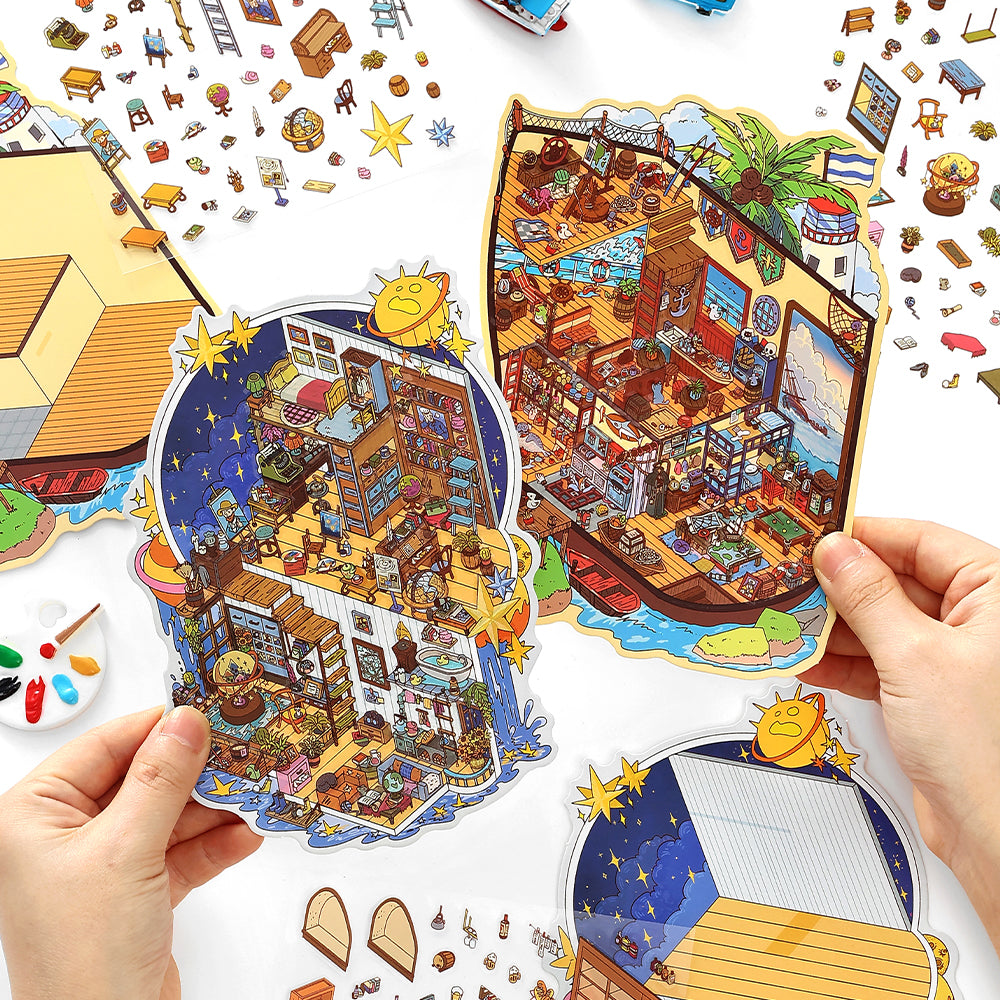 Little Corner 3D Sticker | 4 Cute Miniature Scenes