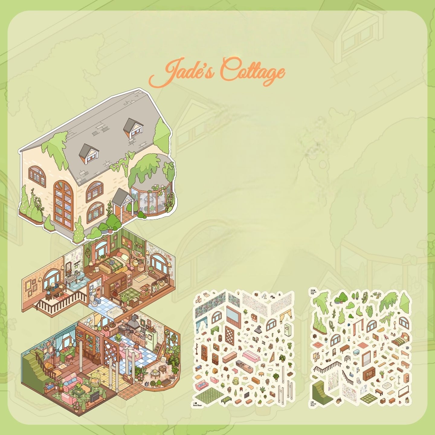 Coconut Island 3D Sticker | 2 Cute Miniature Scenes