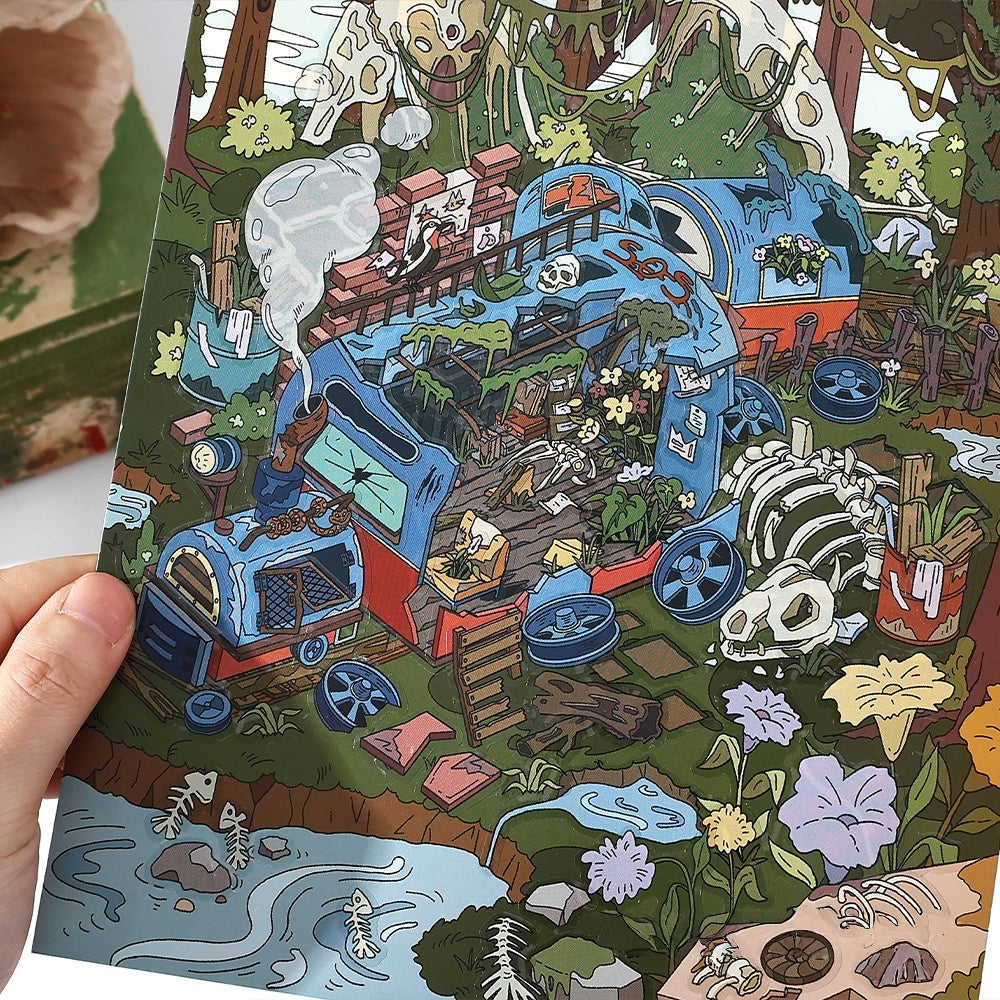 Lost Realm 3D Sticker | 2 Cute Miniature Scenes