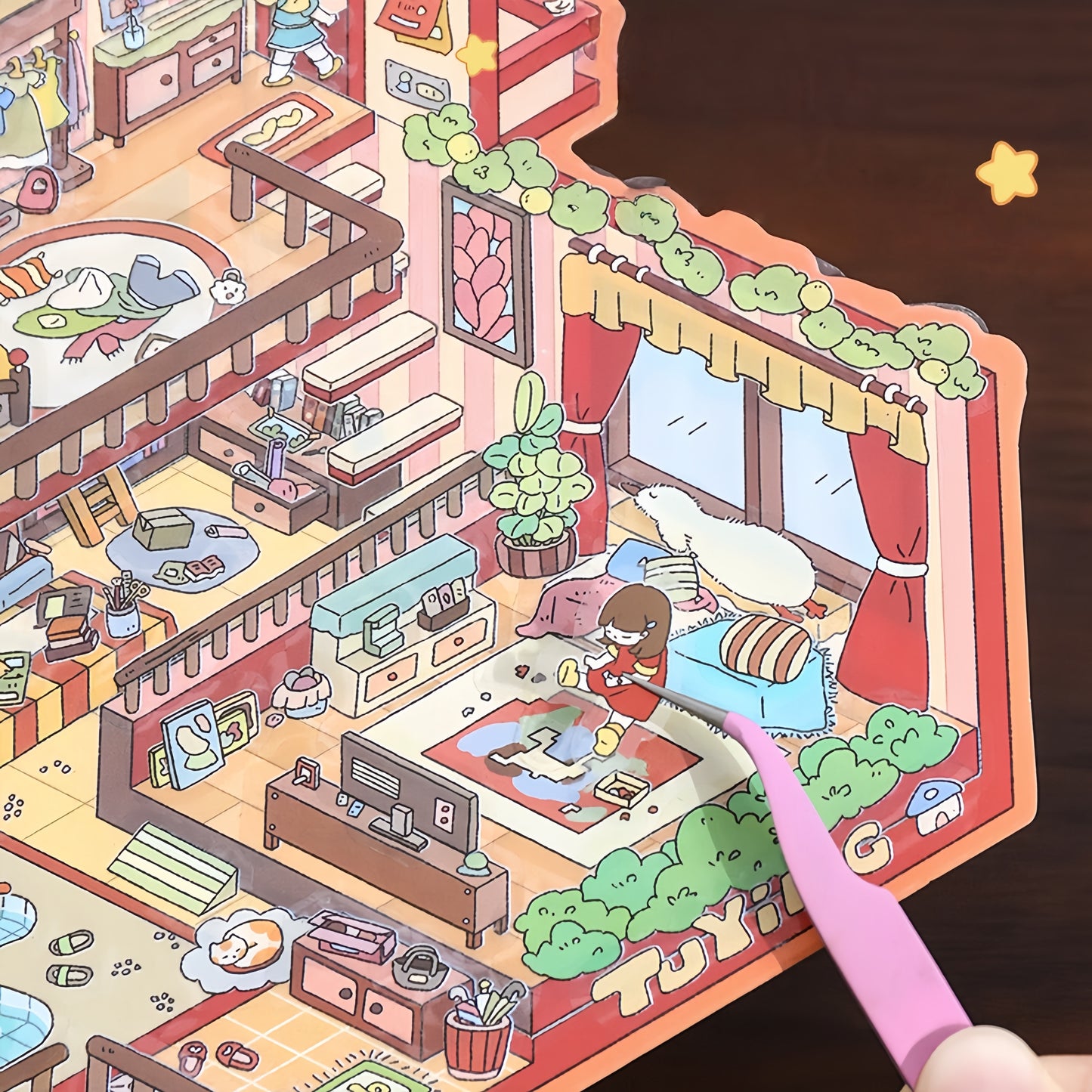 Cozy Party 3D Sticker | 4 Cute Miniature Scenes