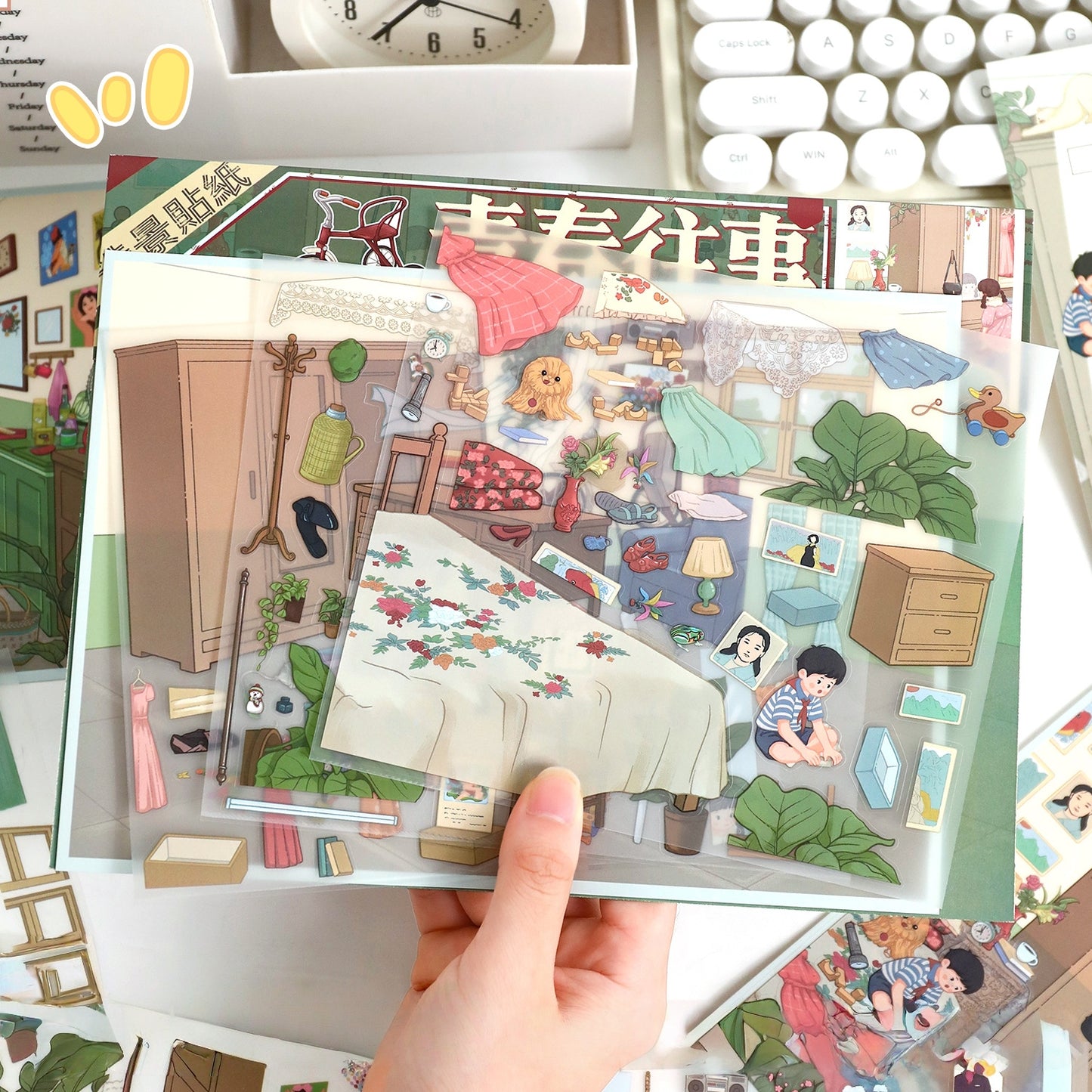 Time Journal 3D Sticker | 2 Cute Miniature Scenes
