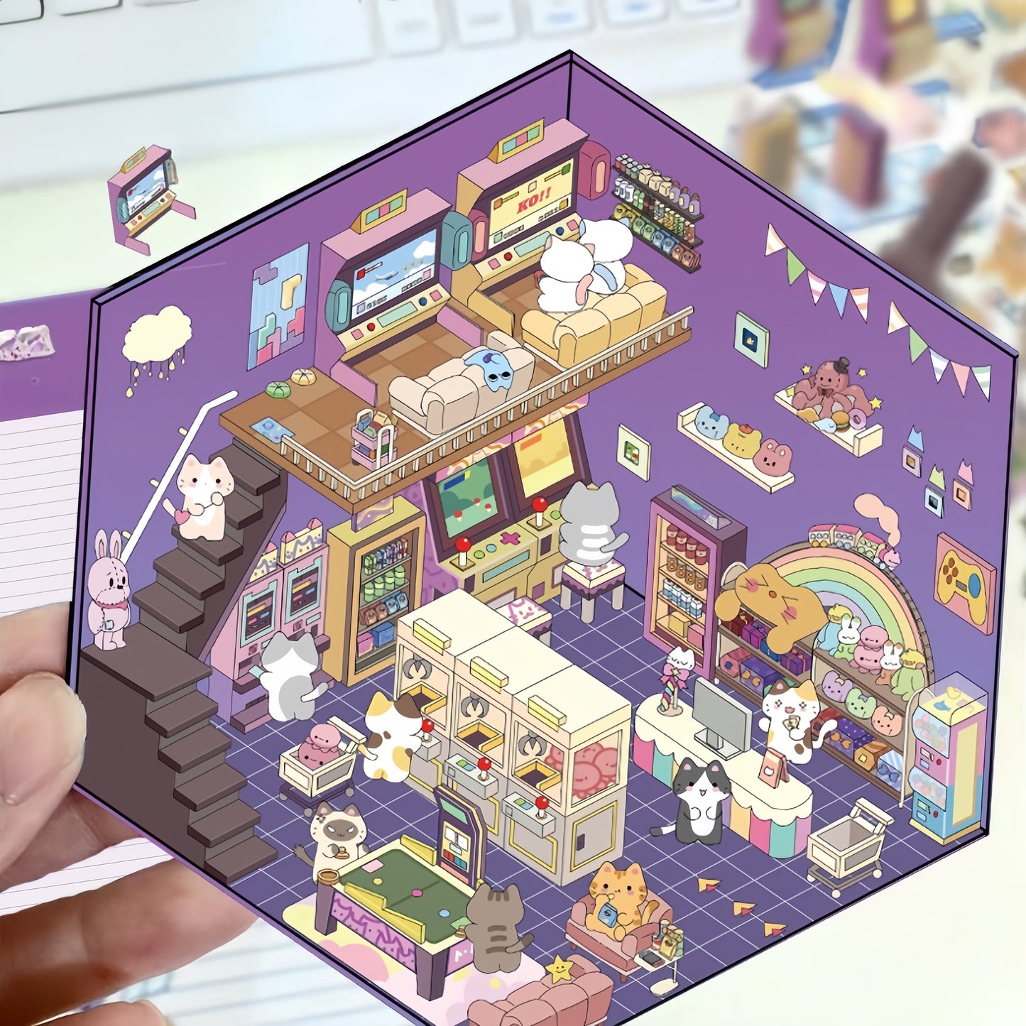 Tiny Animal Wonders 3D Sticker | 4 Cute Miniature Scenes