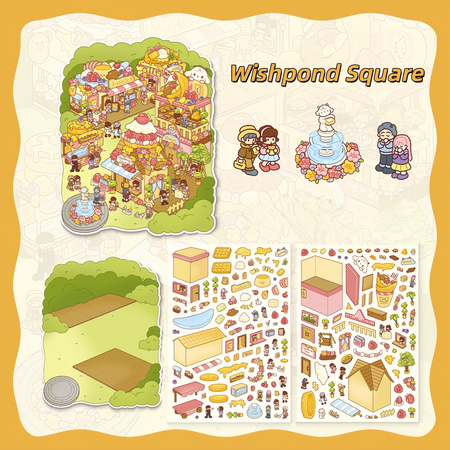 Butter Town 3D Sticker | 4 Cute Miniature Scenes