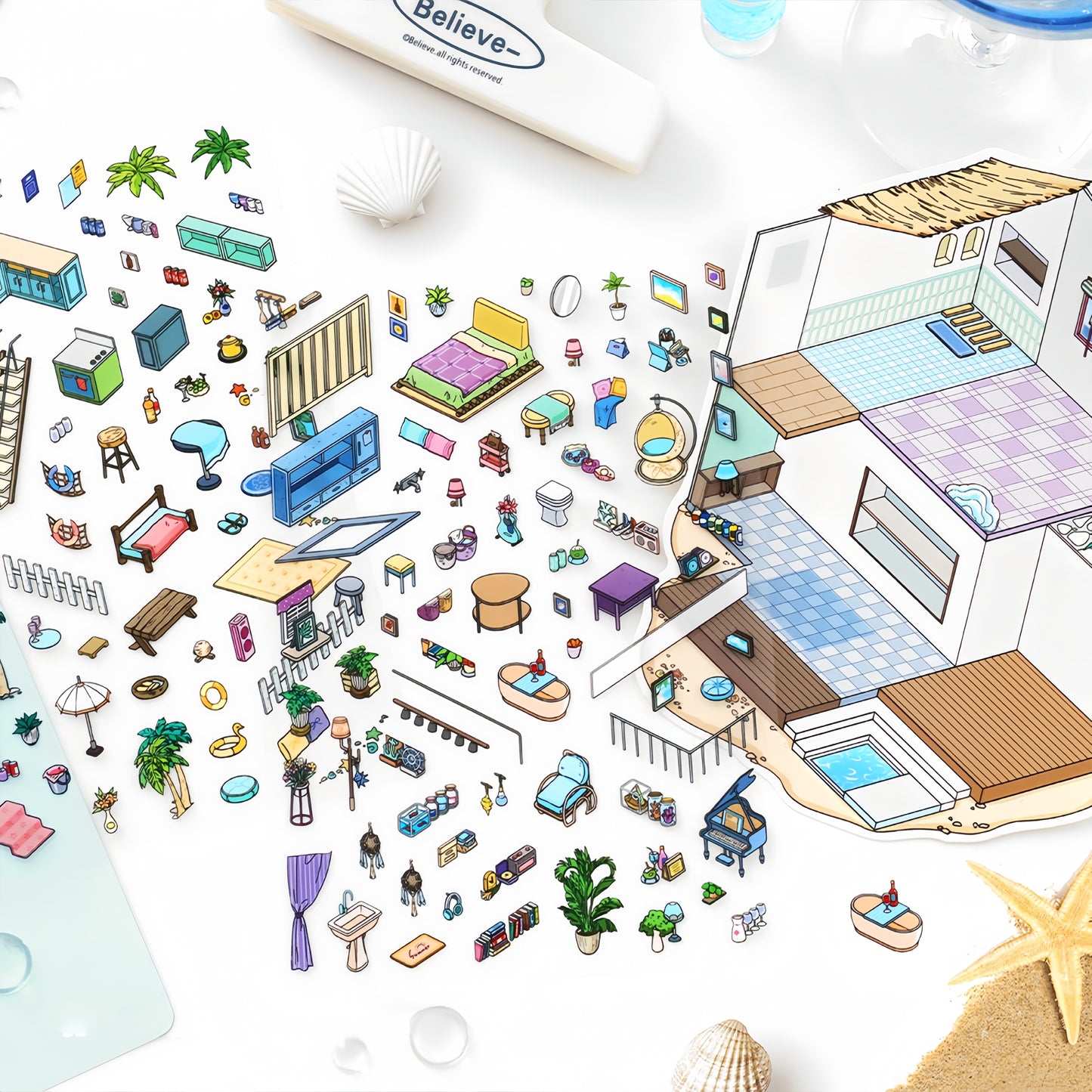Little Dream House 3D Sticker | 4 Cute Miniature Scenes