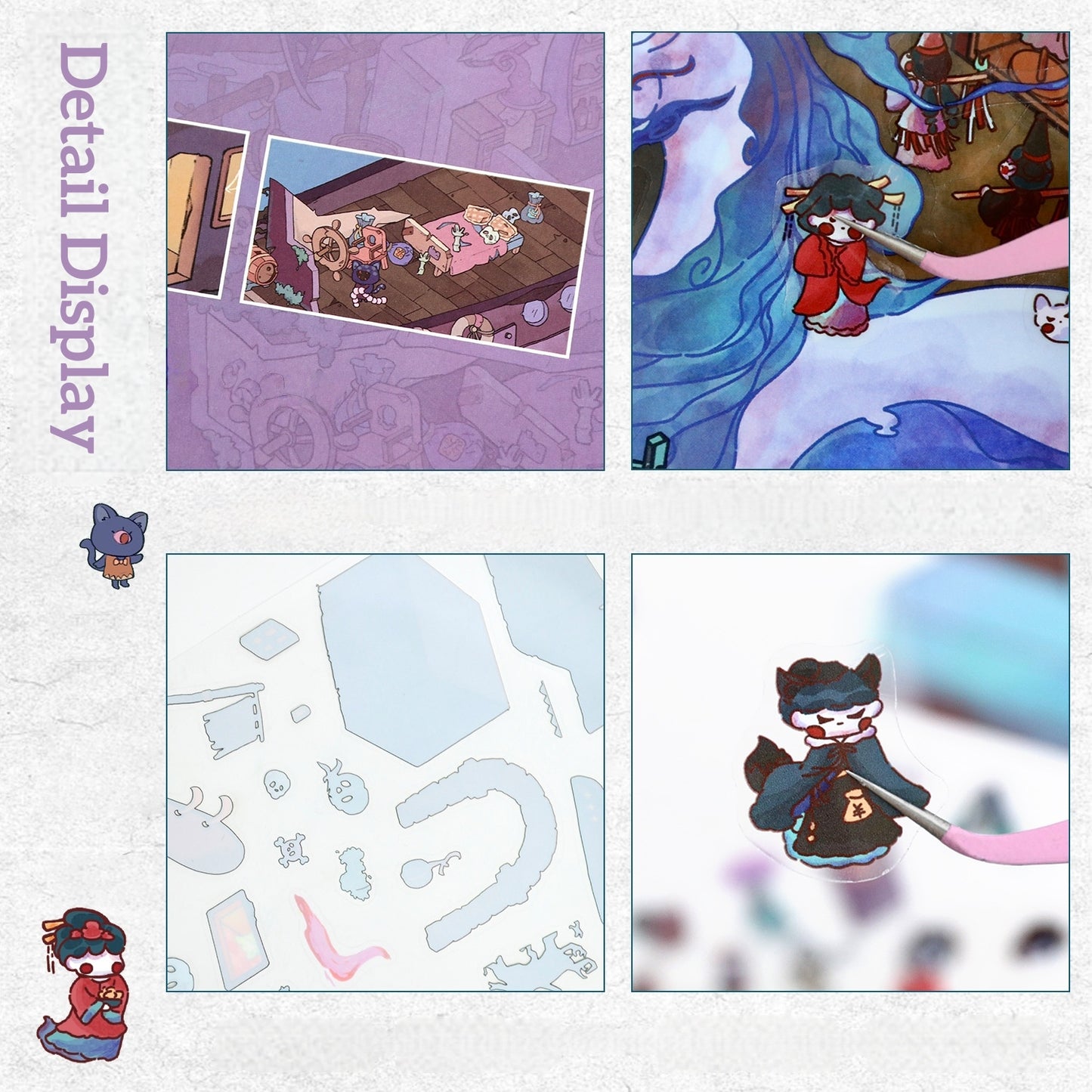 Horror Adventure 3D Sticker | 2 Cute Miniature Scenes