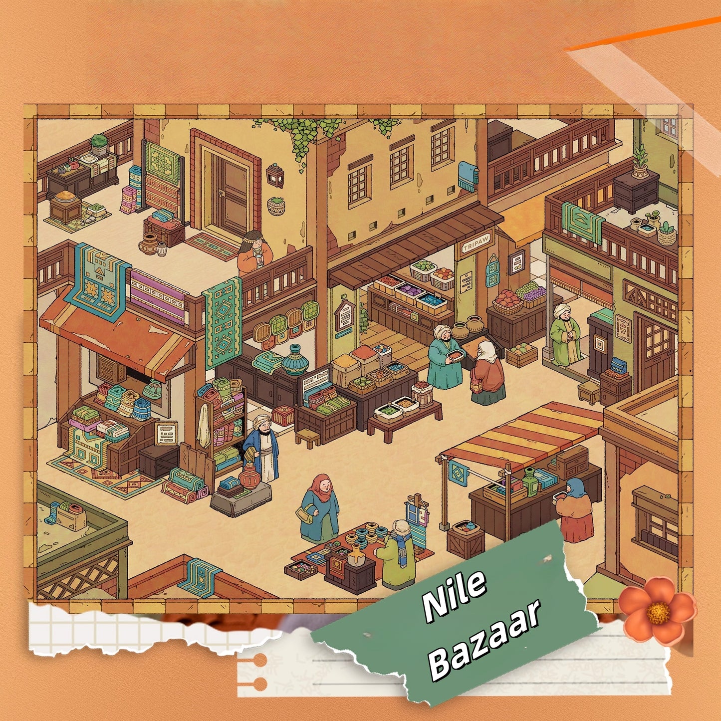 Exotic Bazaar 3D Stickers | 4 Cute Miniature Scenes