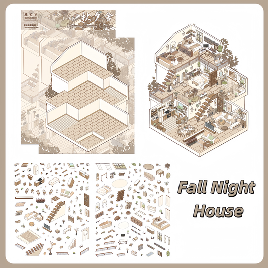 Luxury Manor 3D Sticker | 2 Cute Miniature Scenes