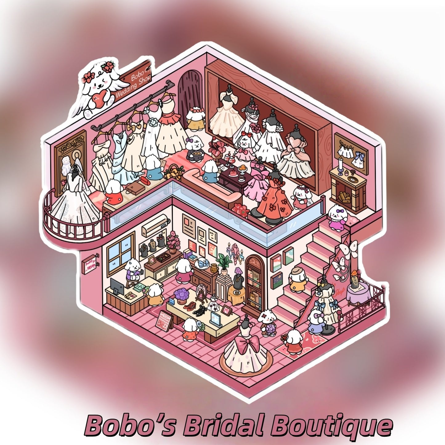 Bobo's Daily Life 3D Sticker | 4 Cute Miniature Scenes