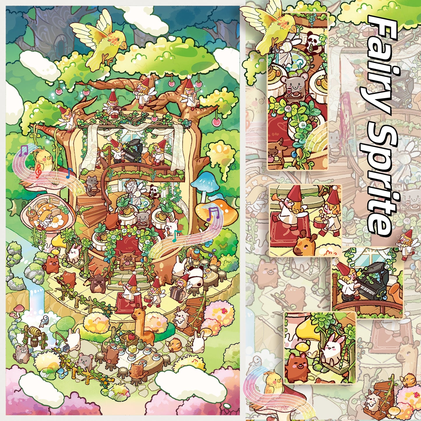 Whimsy Worlds 3D Sticker | 4 Cute Miniature Scenes