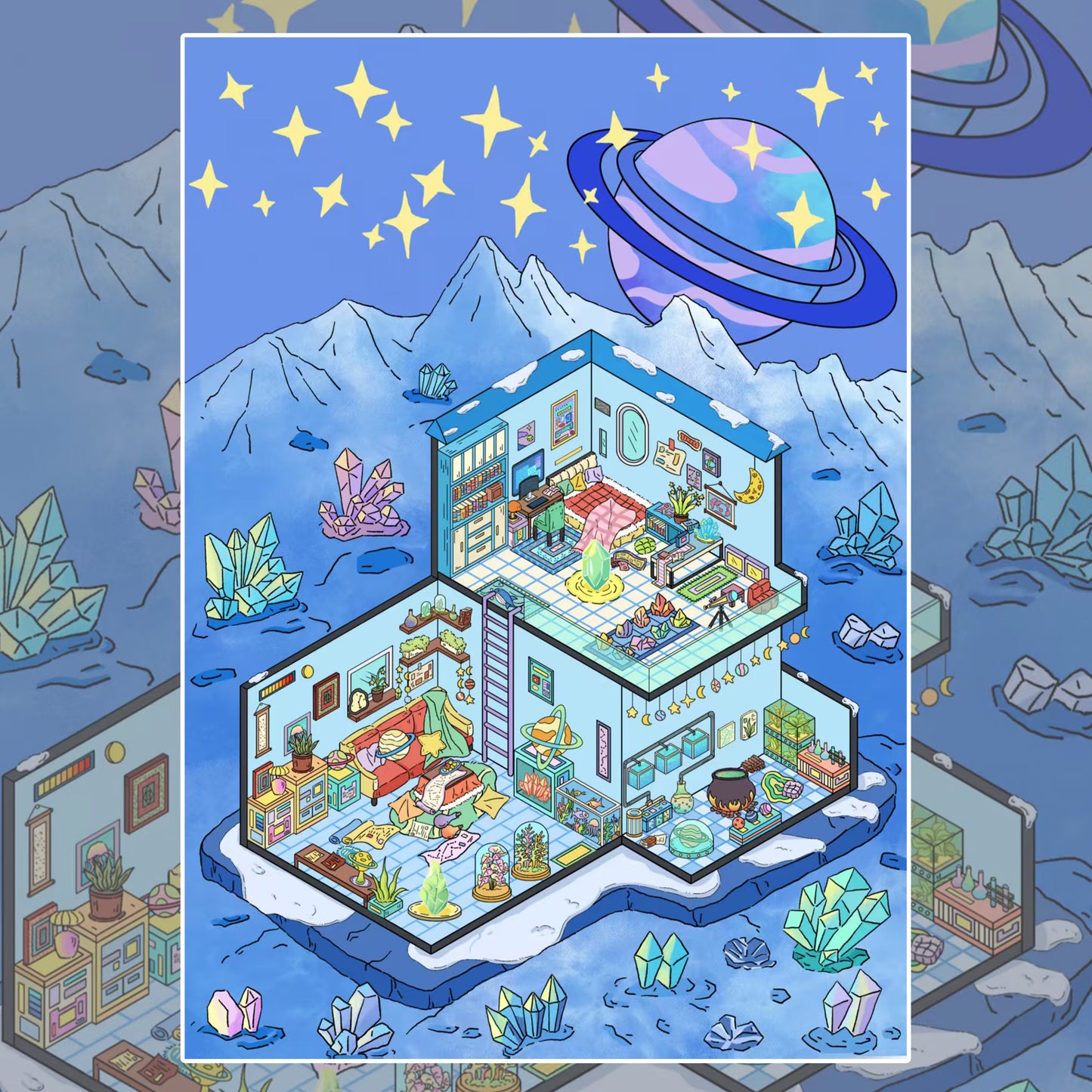 Planetary Voyage 3D Sticker | 4 Cute Miniature Scenes