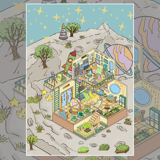 Planetary Voyage 3D Sticker | 4 Cute Miniature Scenes
