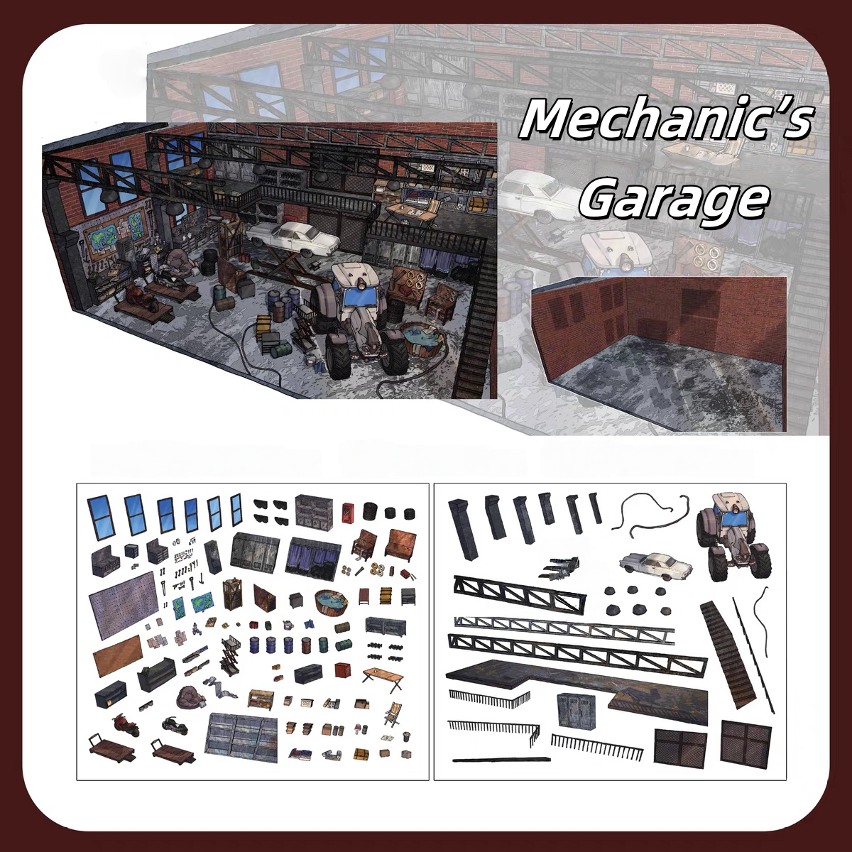 Work Studio 3D Sticker | 4 Cute Miniature Scenes
