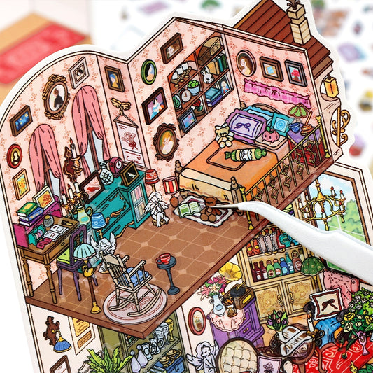 Little Dream House 3D Sticker | 4 Cute Miniature Scenes