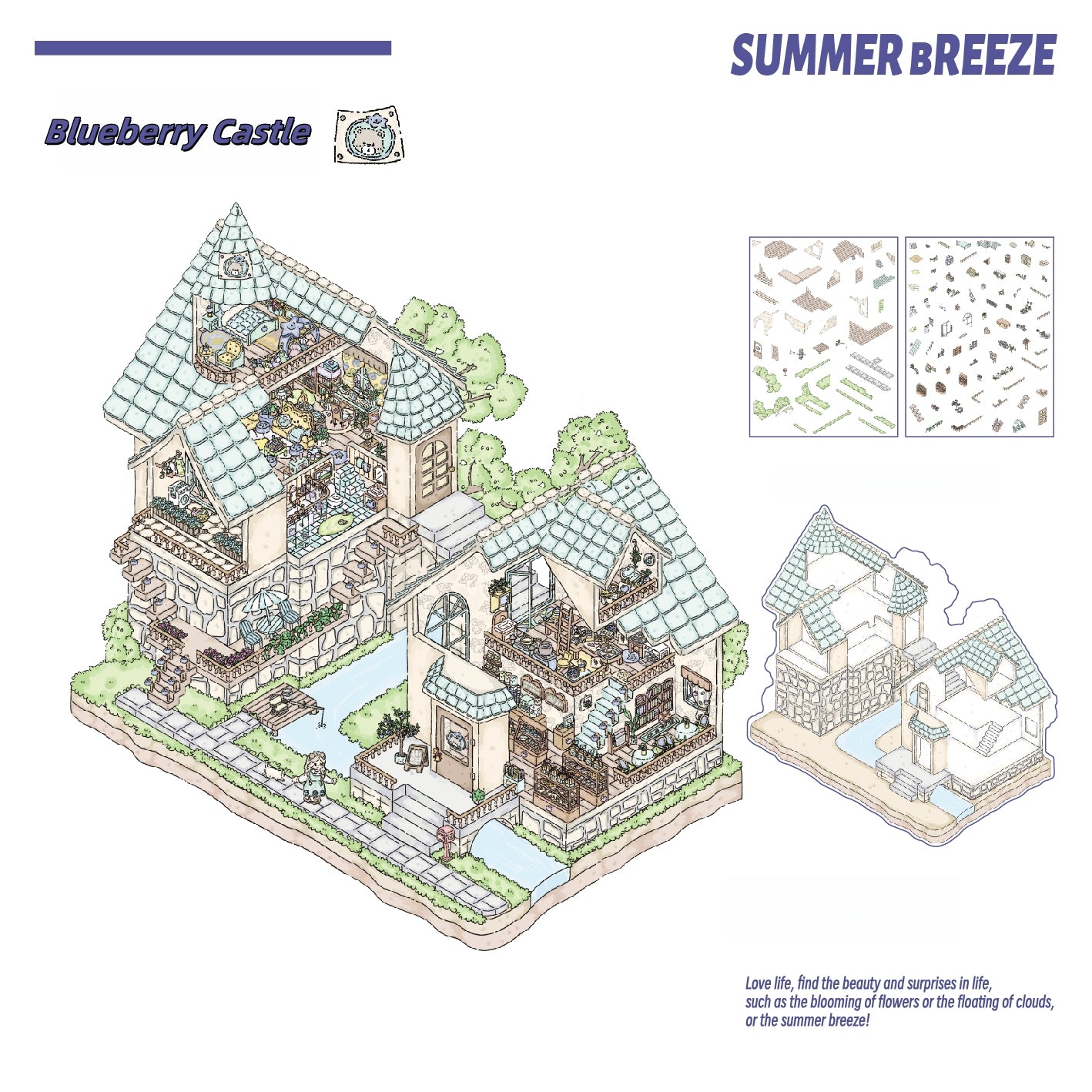 Summer Breeze 3D Sticker | 4 Cute Miniature Scenes