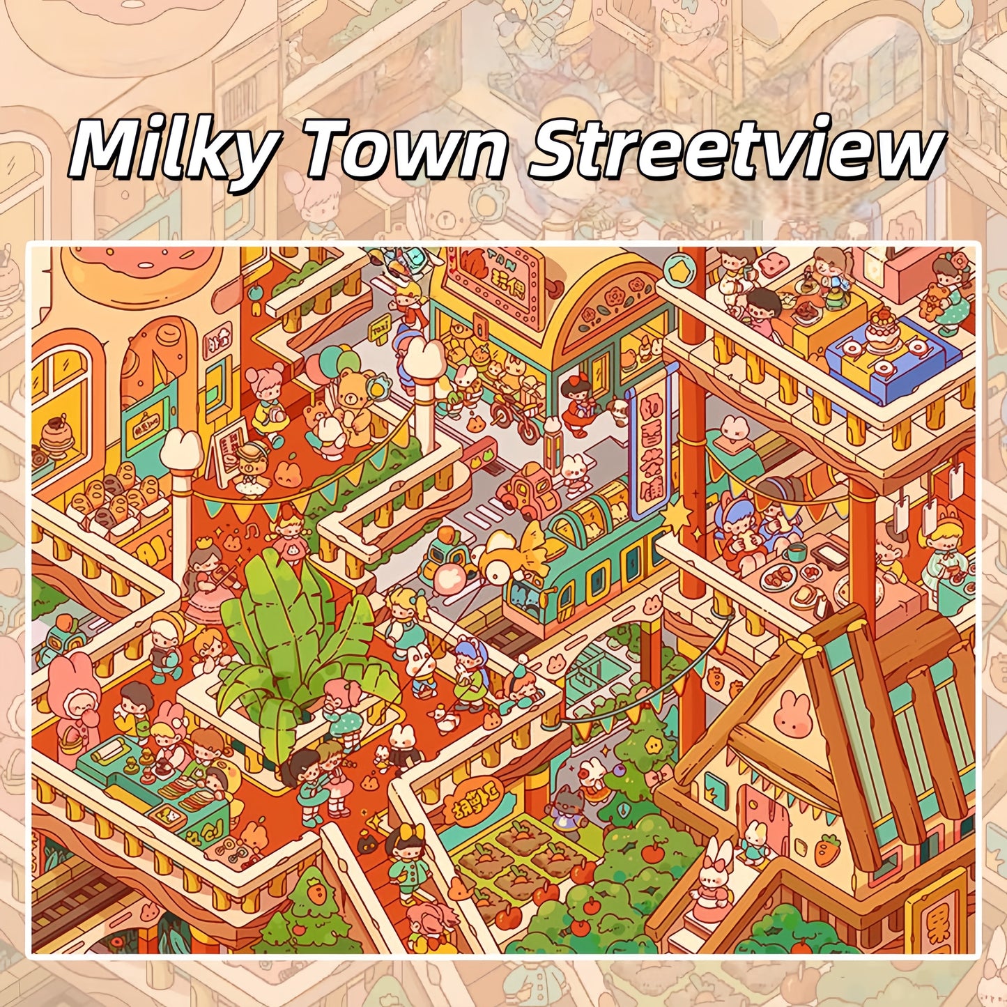 Milky Fragrace Town 3D Sticker | 4 Cute Miniature Scenes