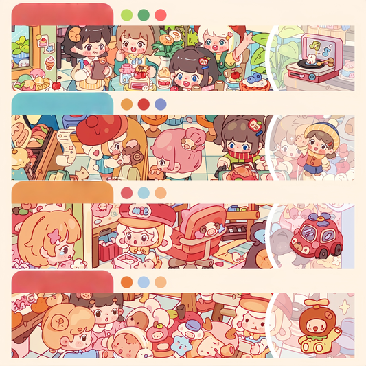 Simulation Management 3D Sticker | 4 Cute Miniature Scenes