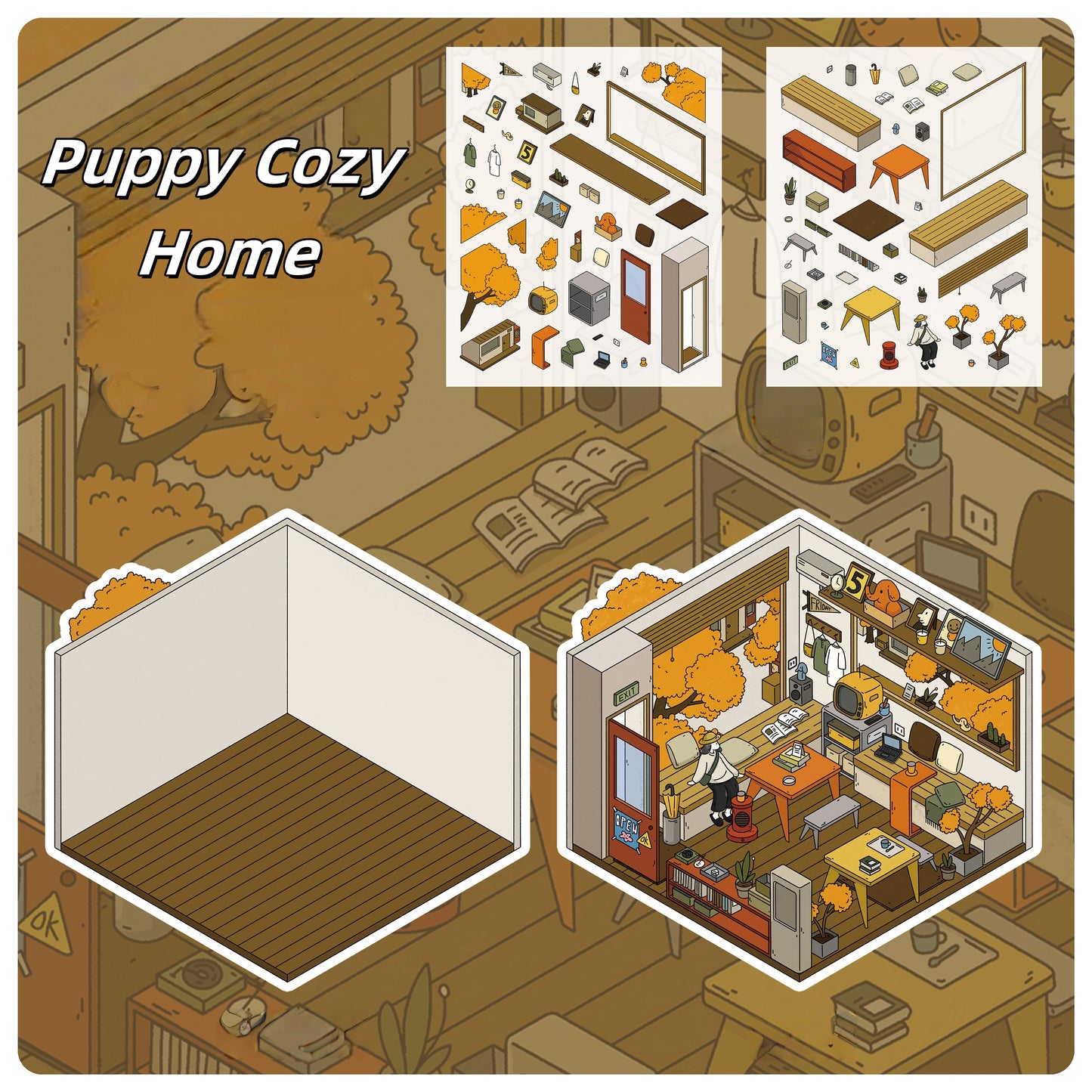 Worlds in Frames 3D Sticker | 4 Cute Miniature Scenes