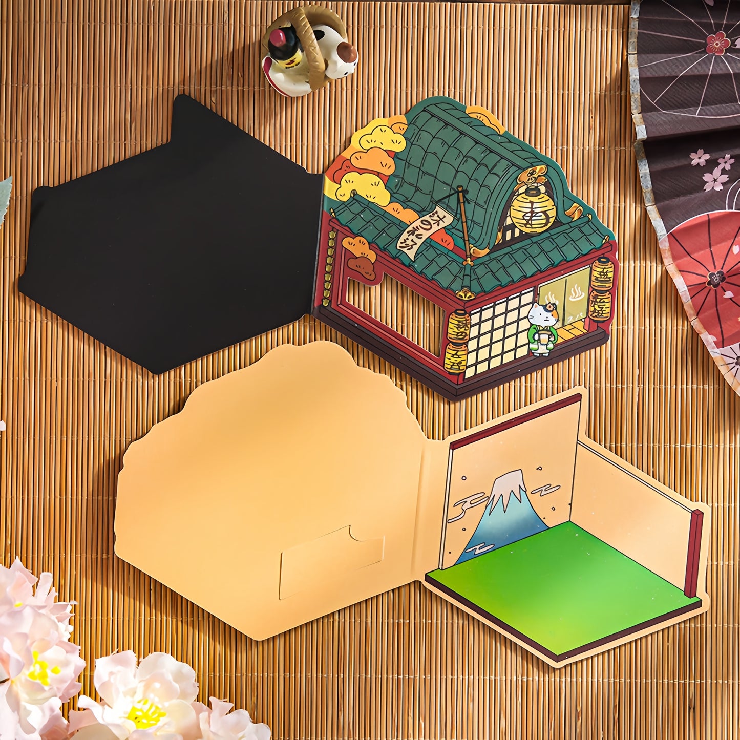 Little Japanese Cottage 3D Sticker Fridge Magnet | 4 Cute Miniature Scenes