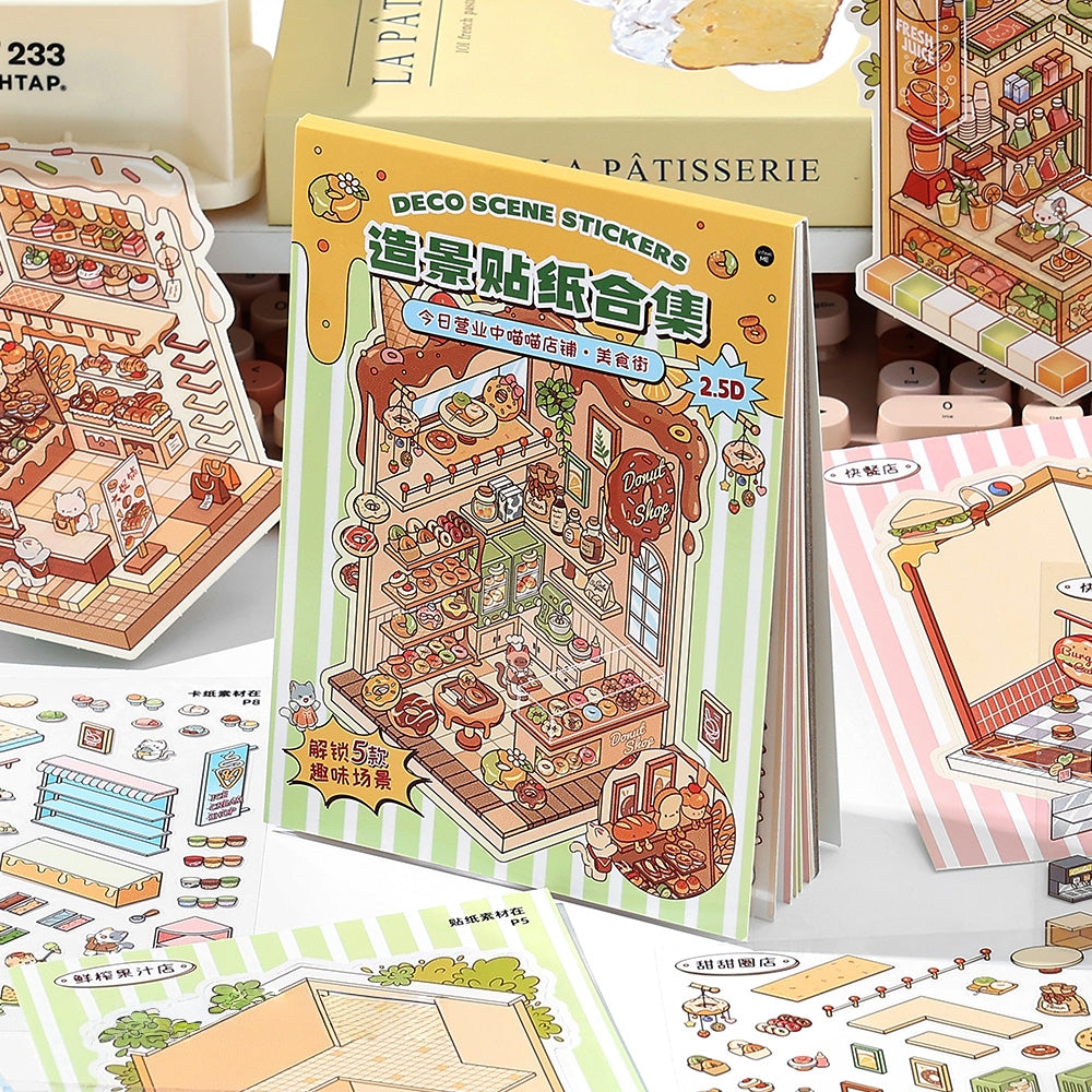 Simulation Management 3D Sticker Material Book | 10 Cute Miniature Scenes