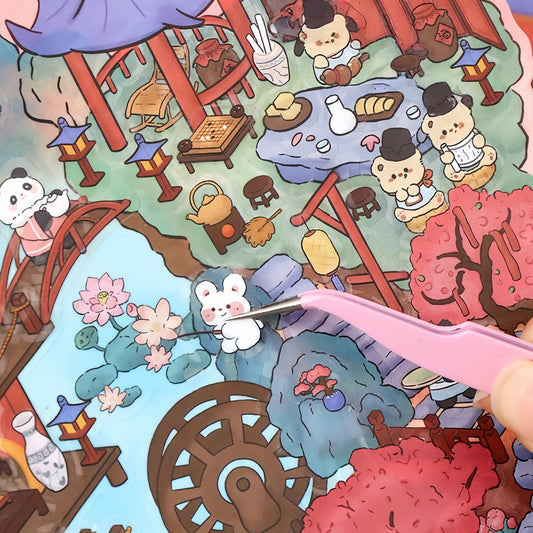 Oriental Garden 3D Sticker | 2 Cute Miniature Scenes