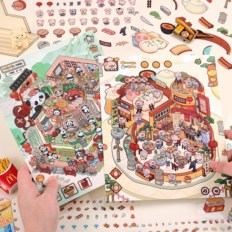 Simulation Management 3D Sticker | 4 Cute Miniature Scenes