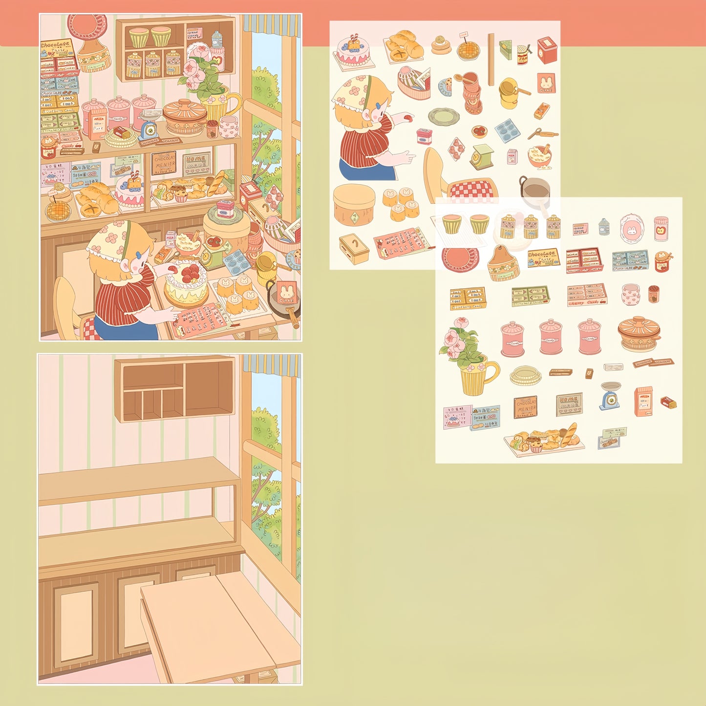 Tiny Shop 3D Sticker | 5 Cute Miniature Scenes