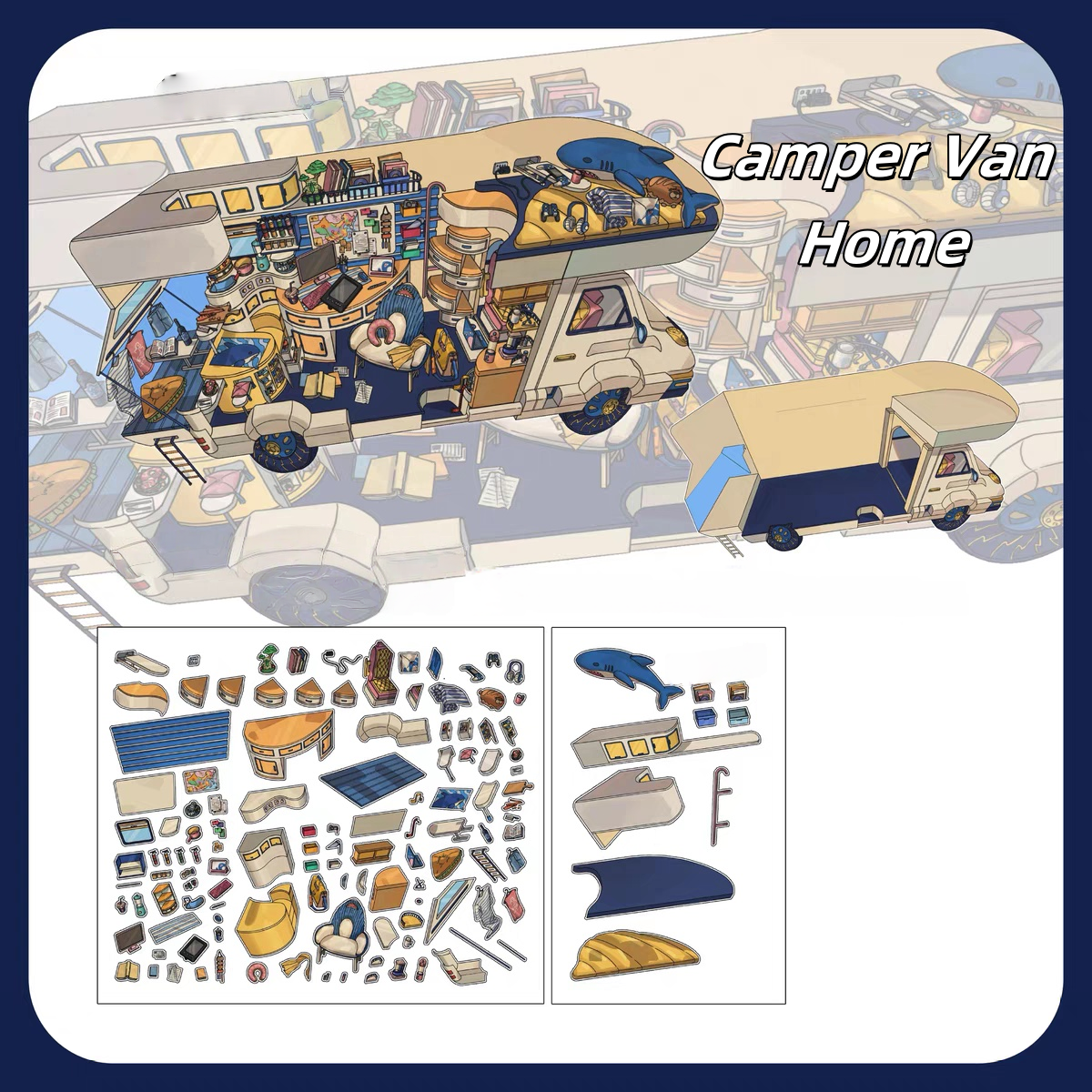 Work Studio 3D Sticker | 4 Cute Miniature Scenes