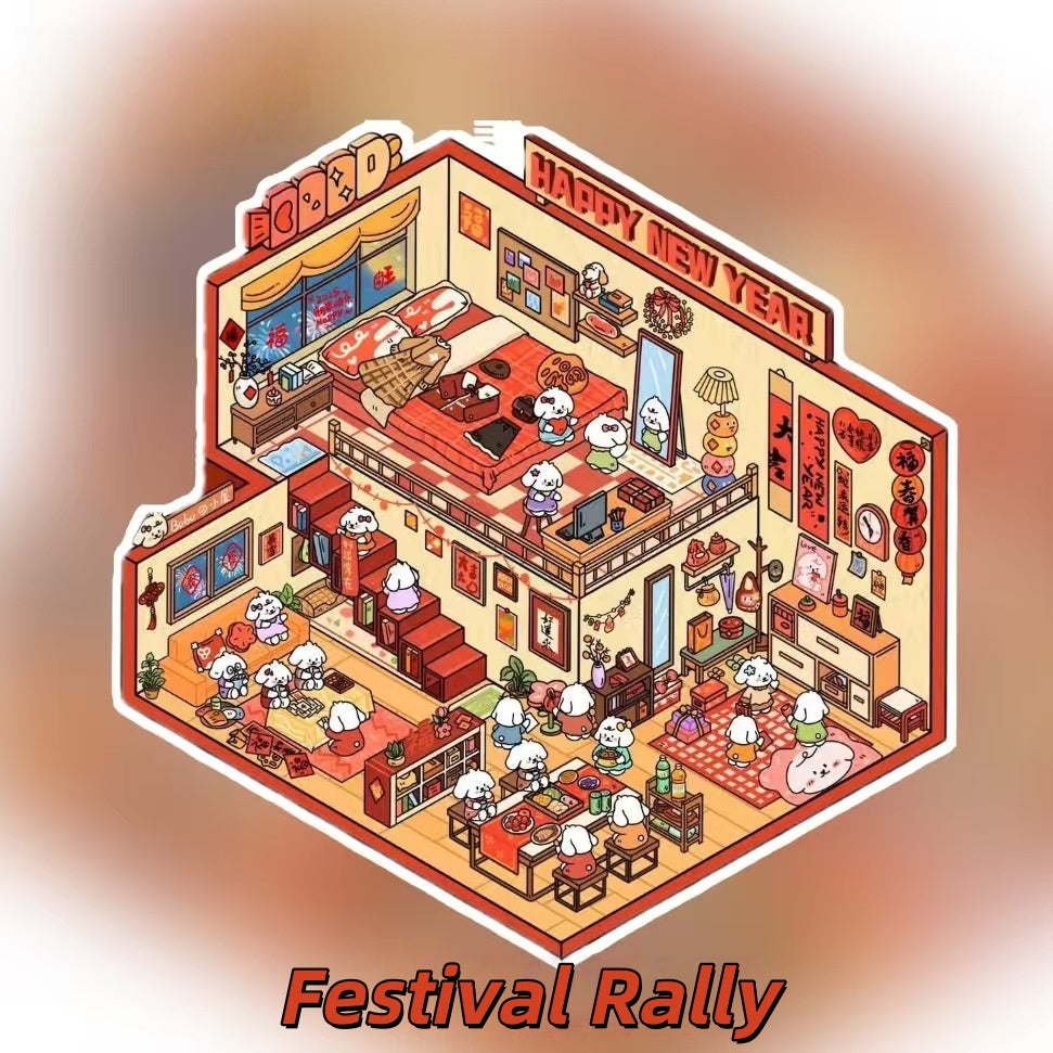 Bobo's Daily Life 3D Sticker | 4 Cute Miniature Scenes