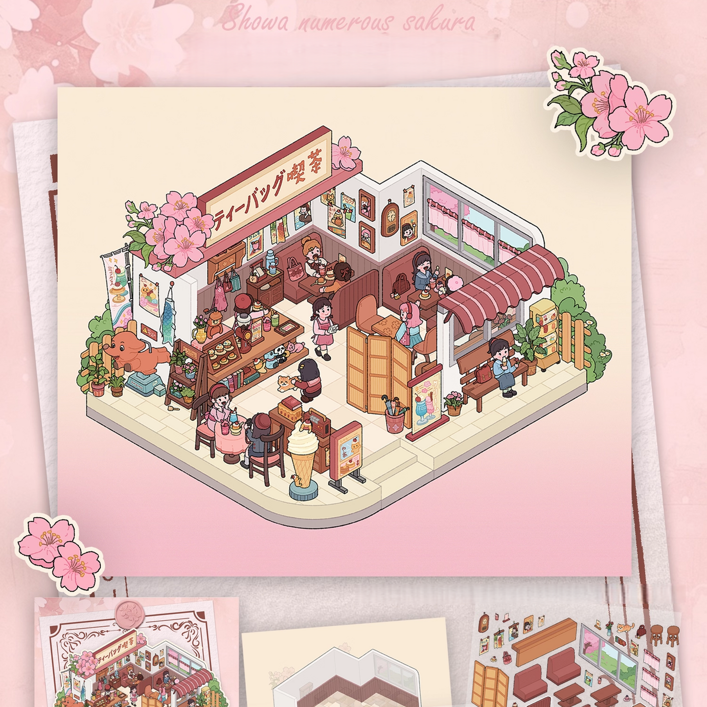 Modern Life 3D Sticker | 5 Cute Miniature Scenes