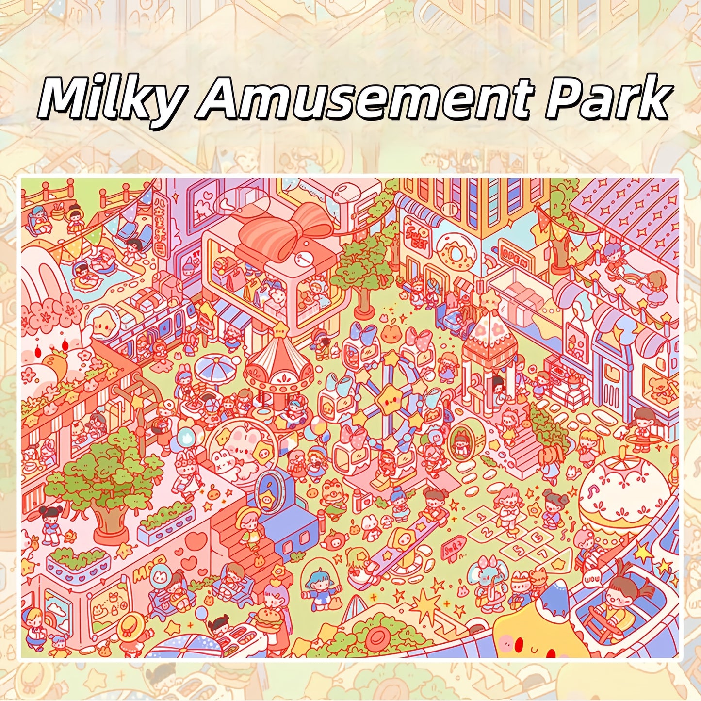 Milky Fragrace Town 3D Sticker | 4 Cute Miniature Scenes