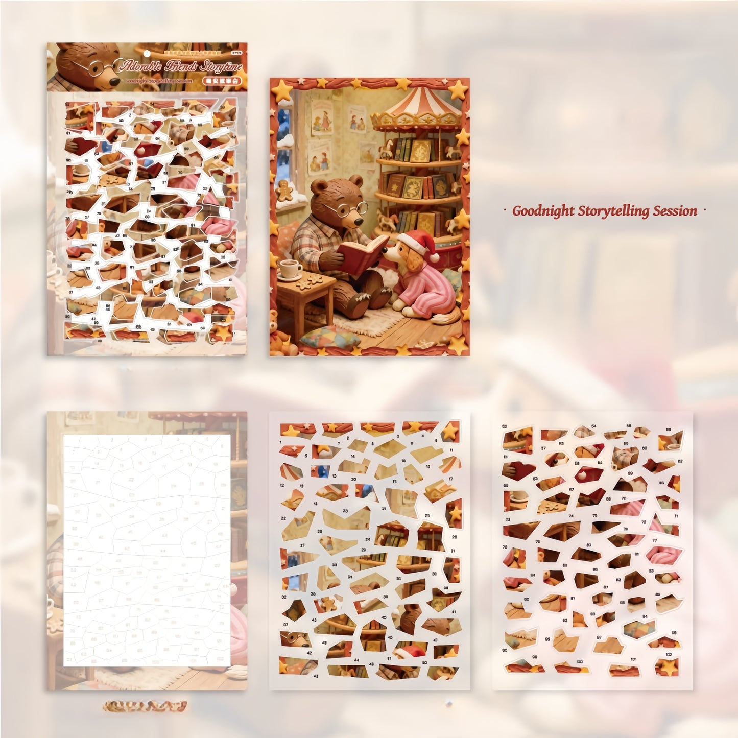 Cute Friends Story-telling Session 3D Sticker | 3 Cute Miniature Scenes