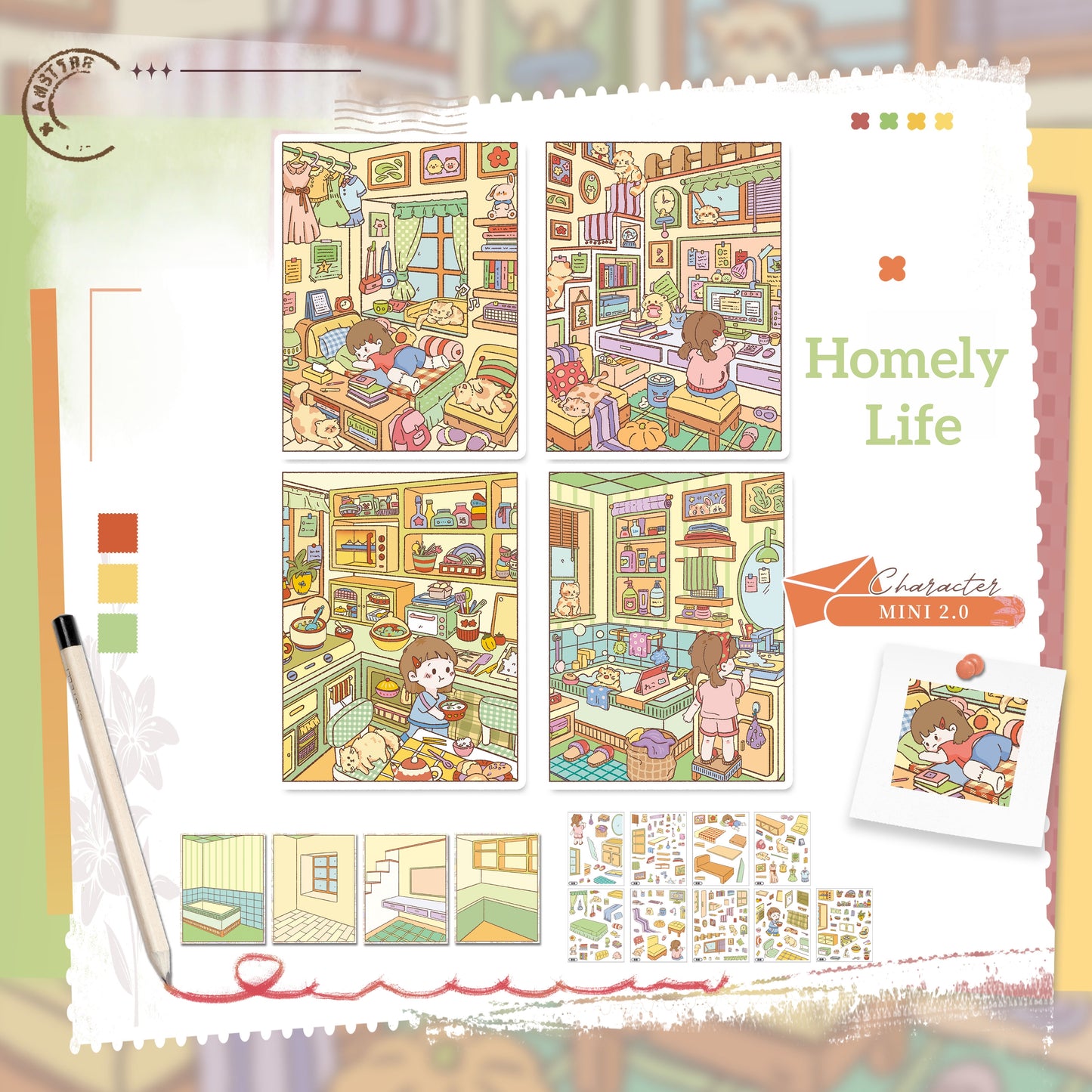 Paper Space Mini 3D Sticker | 5 Cute Miniature Scenes