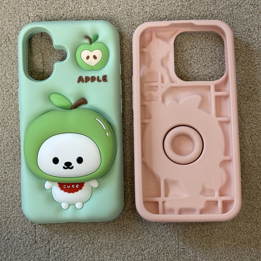 Green Apple Bear and Peach Silicone Phone Case