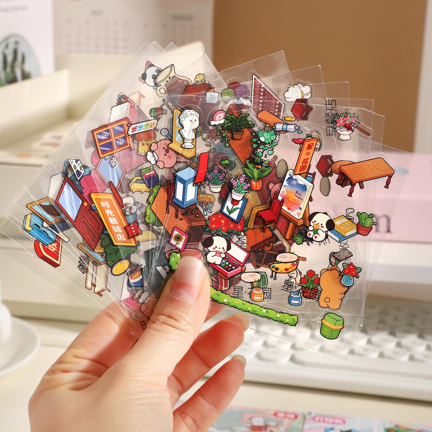 Ancient Style + Cute Pet Series 3D Sticker Book