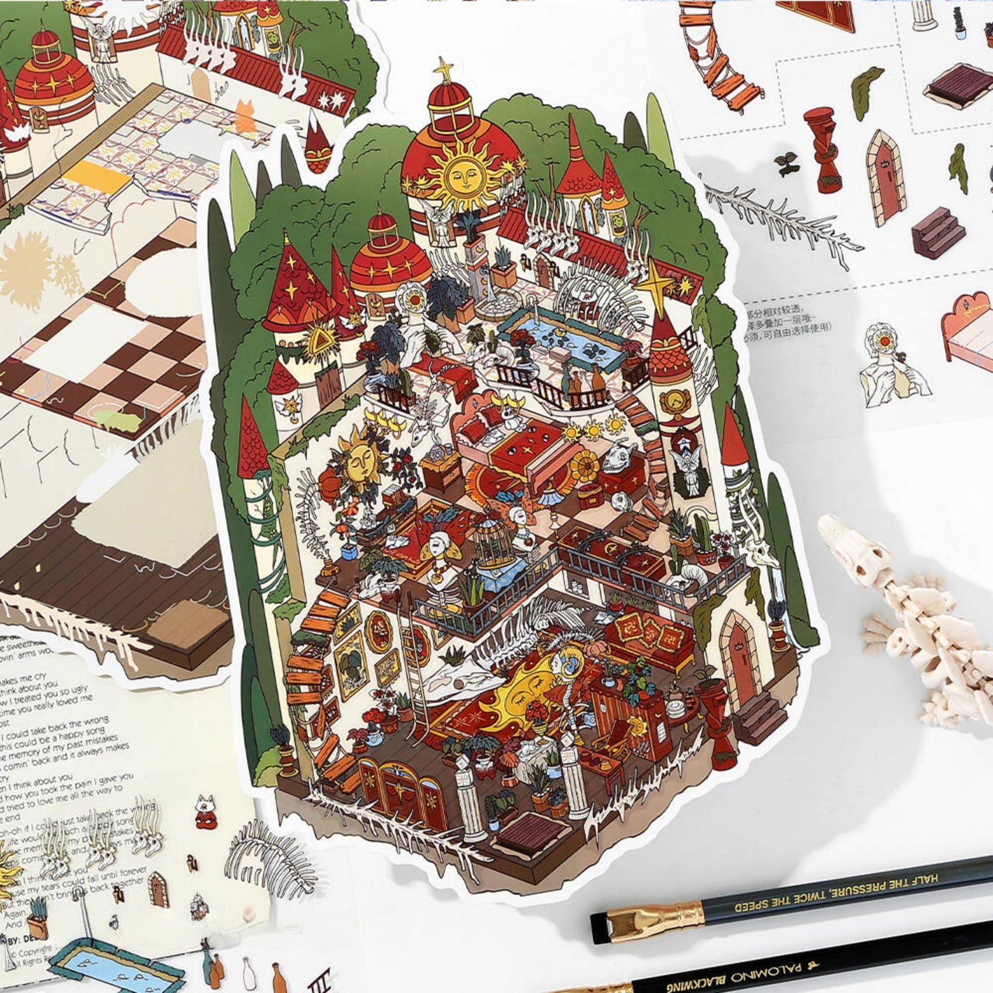 Scary Castle 3D Sticker | 2 Cute Miniature Scenes