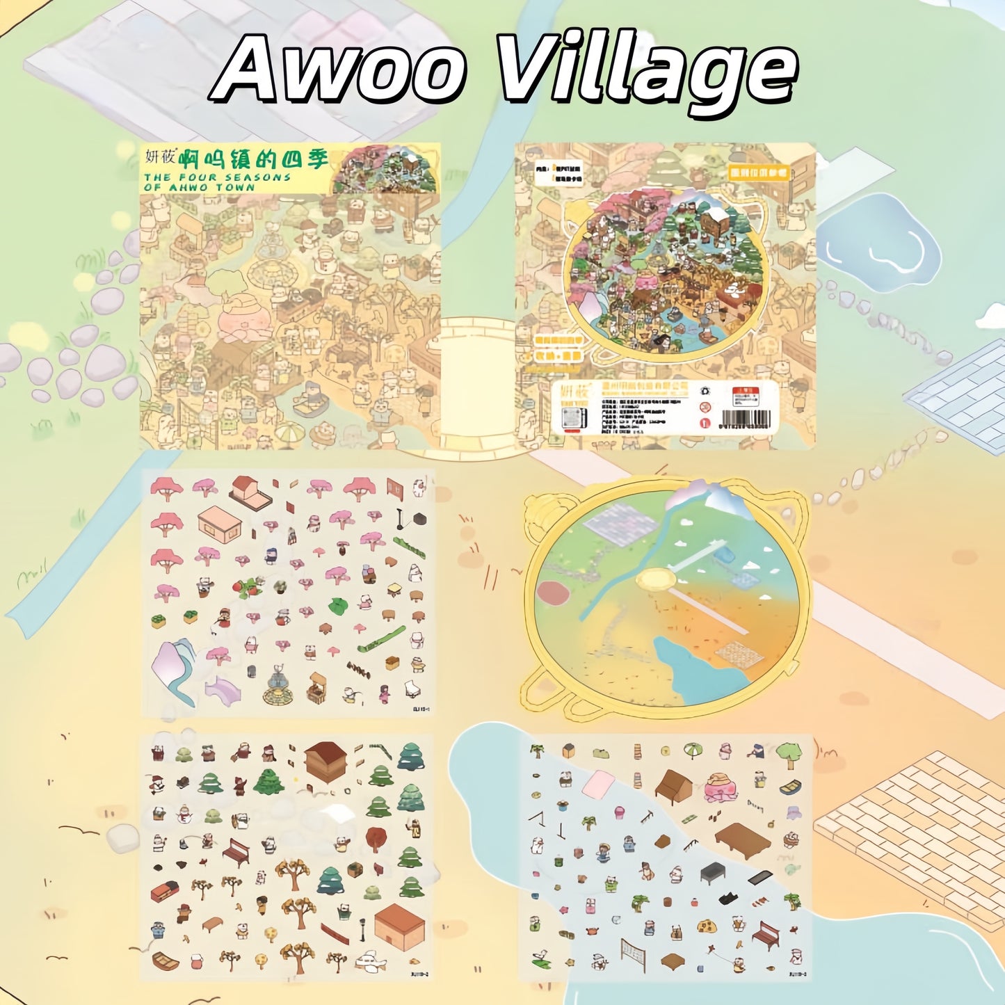 Whimsyville 3D Sticker | 4 Cute Miniature Scenes