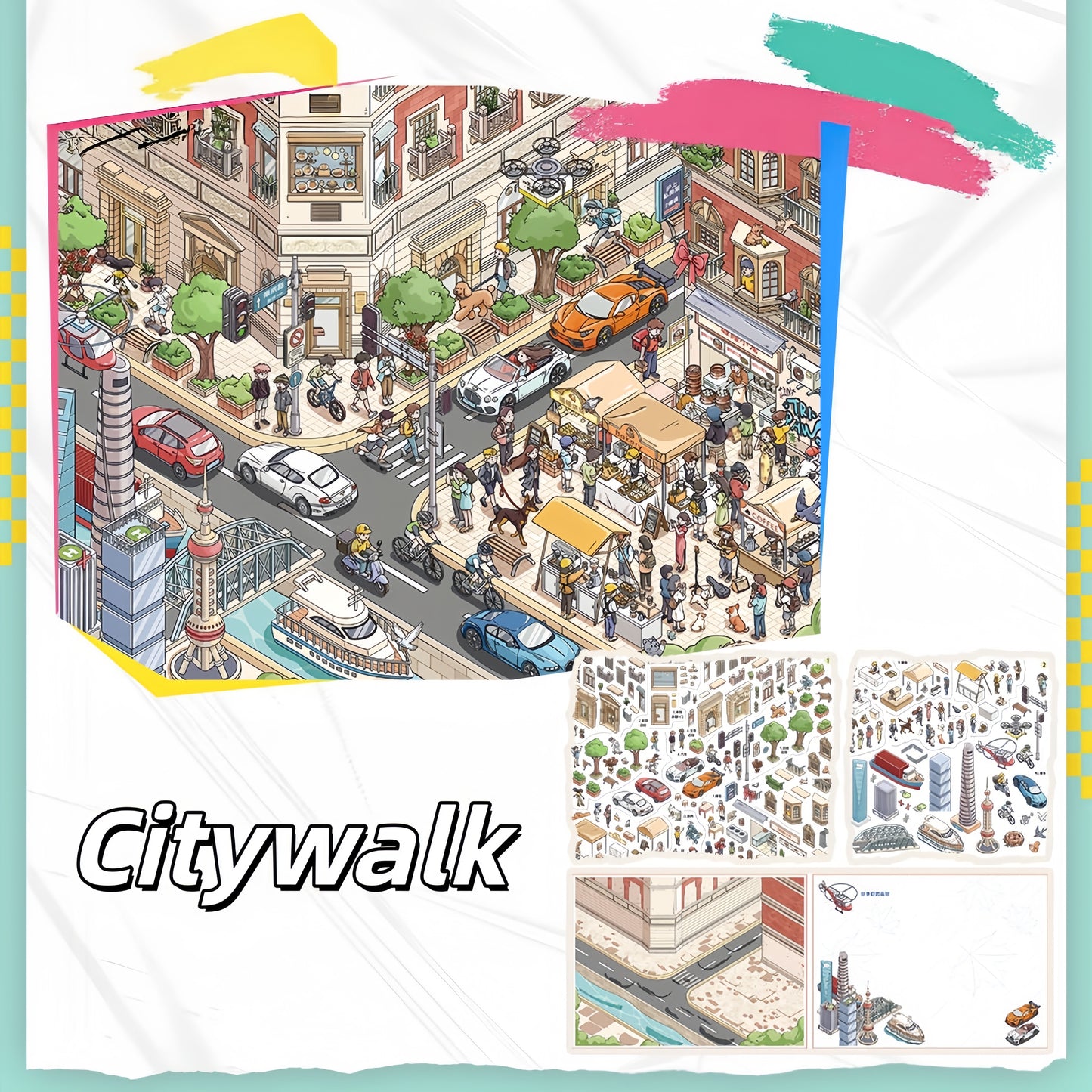Market Hours 3D Sticker | 3 Cute Miniature Scenes