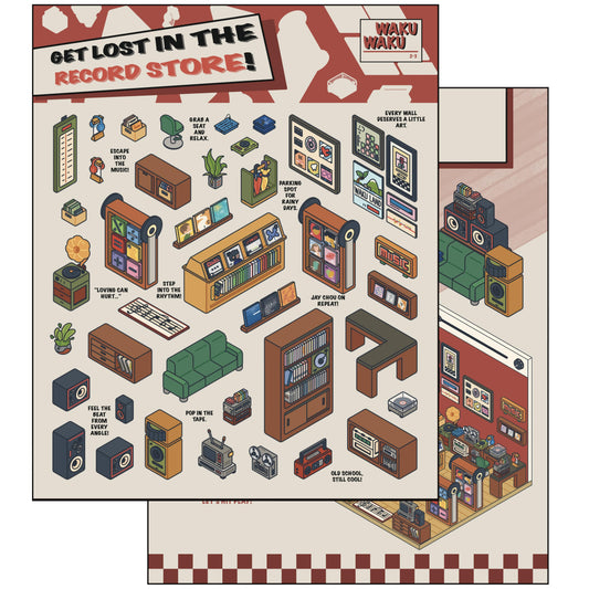Tiny Shop 3D Sticker | 3 Cute Miniature Scenes