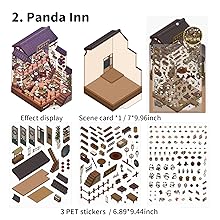 Whiskers & Bamboo 3D Sticker | 4 Cute Miniature Scenes