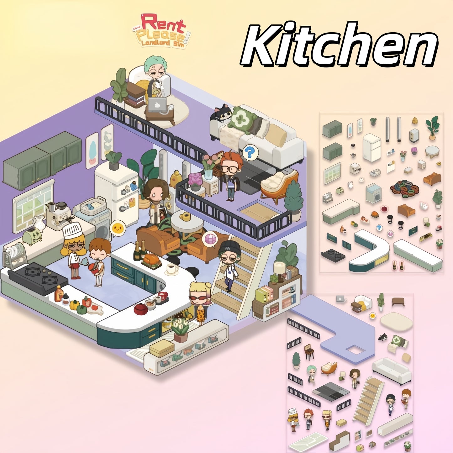 Dream Home 3D Sticker | 5 Cute Miniature Scenes